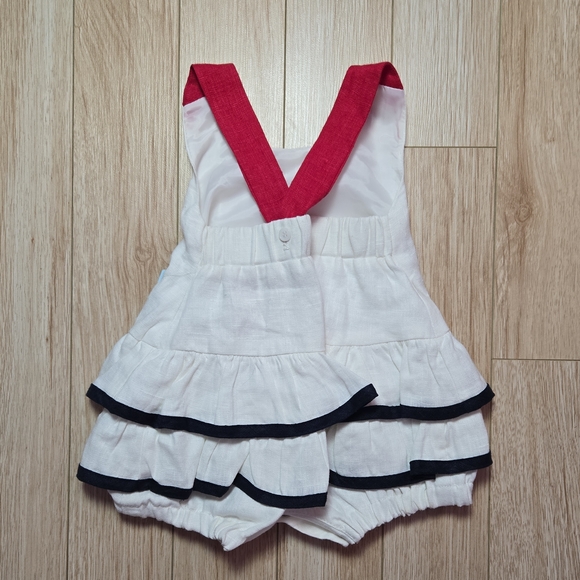 Stylish White and Red Kids Bodysuit 100% Linen - Picture 2 of 5